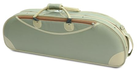 yinfente 4/4 Violin Case Halfmoon Shape Lightweight with Hygrometer Shoulder Strap yellow cream padding Green Case for violin Full Size Violin cases
