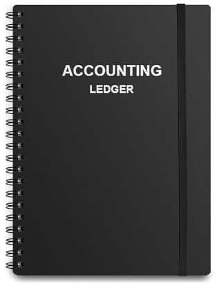 Accounting Ledger Book A5 - Bank Accounting Log for Small Business Bookkeeping & Personal Use - Account Tracker Notebook Track Accounts, Deposit, Expense & Balance, 5.8 X 8.25 Inch, Black