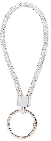 YPBEW Portachiavi in cristallo di diamante anti-smarrimento con glitter - Cinturino da polso per chiave auto, portafoglio, decorazione, telefono, manuale - Bianco, bianco, taglia unica