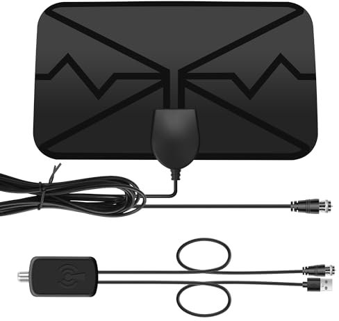 YAODHAOD HDTV Antena de 3 metros de interior para TV Freeview, antena digital con amplificador de señal, amplificador de señal para todos los televisores convencionales y HD, soporta 4K 1080P HD VHF