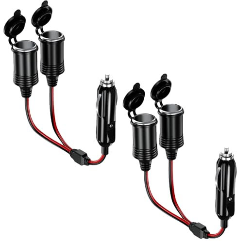 2 Stück Zigarettenanzünder Stecker, 12V/24V Adapter Zigarettenanzünder mit Kontrollleuchte, 1 bis 2 Doppelsteckdose Zigarettenanzünder Buchse mit Schalter für Auto, KFZ, LKW, Motorrad