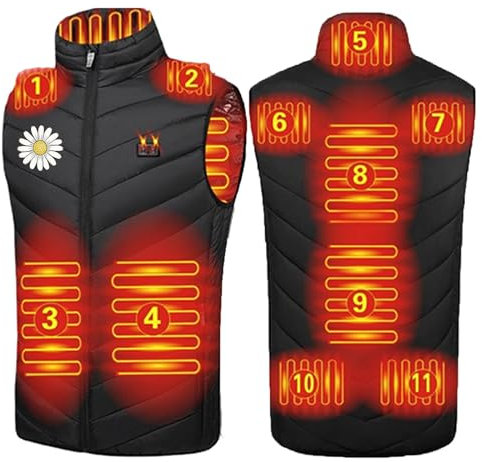 HAOLEI Beheizbare Weste Herren Neue Outdoor, Unisex Winter Dual Control Elf Zonen Elektro Beheizte Weste, Sale Heizweste Leichte Aus Baumwolle, Steppweste Mit Wärmefunktion Heated Vest Warme Dicke