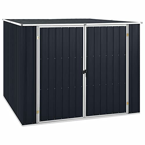 Rantry Casetta per attrezzi da giardino, capanno per attrezzi in metallo, per giardino, antracite, 195 x 198 x 159 cm, in acciaio zincato