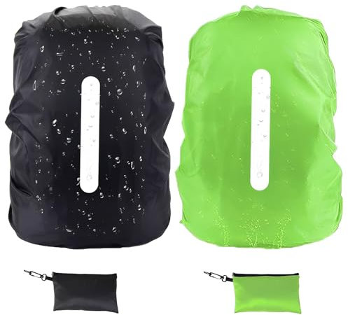 MOAZIFI 2er Regenschutz Für Rucksäcke Mit Reflexstreifen (30-40l), Regenschutz Schulranzen, Schulranzen Regenschutz, Regenschutz Rucksack, Rucksack Regenschutz, Für Outdoor Camping Wandern