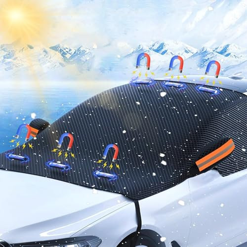 Copri Parabrezza per Auto,Copertura Parabrezza Auto,Telo Antigelo e Antighiaccio,Parasole Parabrezza Auto,Copri Parabrezza Auto,Magnetic,Adatto la Maggior Parte dei Veicoli