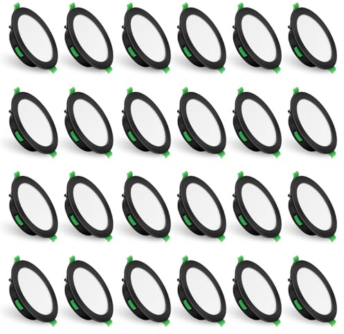 ALUSSO LED Einbaustrahler 230V Flach 10W 3CCT Dimmbar 125-135mm 24er Set | 700LM IP44 Bad Schwarz Einbauleuchten LED Spots, Warmweiß 3000K Neutralweiß 4000K Kaltweiß 6500K Einbauspots für Wohnzimmer