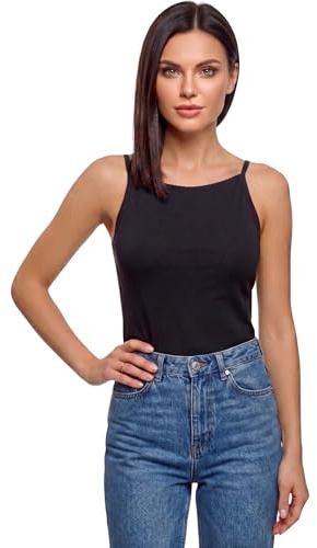 o-day Coconuda - Camiseta de tirantes para mujer de algodón bielástico, hombro ancho y hombro estrecho, camiseta de tirantes ajustada S-XL