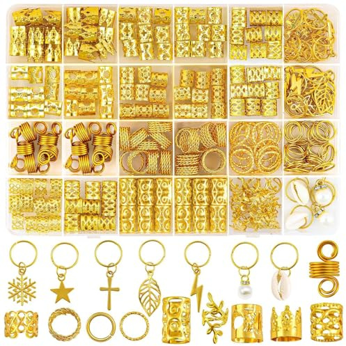Goldene Dreadlock Perlen Haarperlen Losen Spulen Haarschmuck Für Halloween Geflecht Clip Haarringe Haare Clip Geflecht Ringe