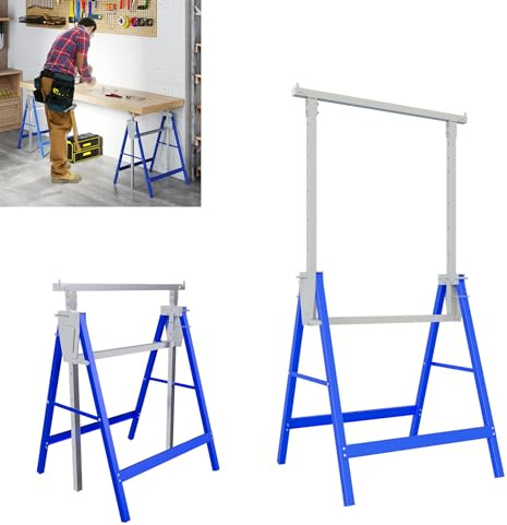 ACXIN 2X Gerüstbock Stützbock Teleskop-Arbeitsbock Set mit 7 - Stufiger Höhenverstellung, Tragkraft bis 150 kg, Stahlbau mit Sicherheitssystem, faltbar für Bequeme Lagerung