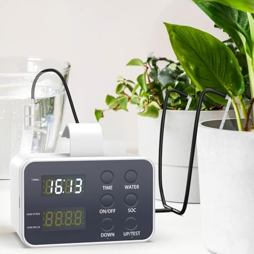 Sistema de Riego Automático, Kit de Riego por Goteo DIY, Sistema de Riego Recargable con Alarma de Escasez de Agua y Falta de Energía