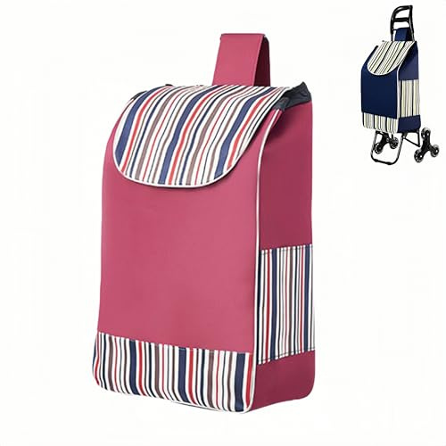 Borsa per la Spesa in Tessuto Oxford, Borsa di Ricambio Pieghevole per Carrello, Borsa per la Spesa di Ricambio Pieghevole Impermeabile per Carrello della Spesa (Rosa)