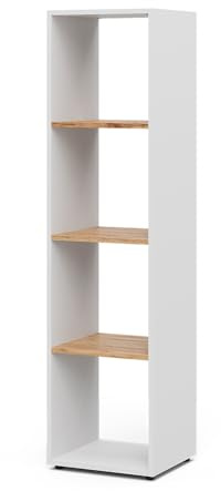 Vicco Raumteiler Ludus, Weiß/Goldkraft Eiche, 36.8 x 144.9 cm | zur Aufbewahrung und Präsentation von Büchern und Boxen