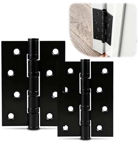 1 Par Resistente Y Silencioso Bisagras De Puerta De 4 Pulgadas (100 Mm) En Acero Inoxidable Cromado Con Rodamiento De Bolas - Bisagras Negras Para Madera Interior ，bisagras Para Puertas De Madera