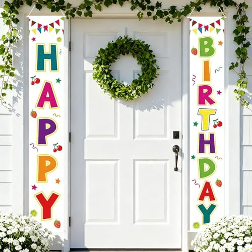 Geburtstag Deko Tür Banner, Happy Birthday Banner, Bunte Geburtstag Hintergrund Party Deko, Geburtstagsfeier Dekorationen Banner für Kinder/Jugendliche/Erwachsene