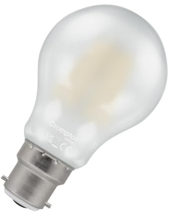 Crompton Lamps Filament GLS LED Light Bulb BC-B22d | 10.5W = 100W Equivalent | Warm White 2700K | Energy Efficient | Bayonet Lightbulb | Long Life 15,000-Hrs | Pearl Glass