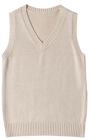Gilet Donna Maglia, Maglione Senza Classico Con Scollo a V Uniforme Gilet In Maglia Tinta Unita Maglioni Senza Maniche Canotta Gilet Casual In Maglia Di Cotone Maglioni Donna Invernali Autunno Inverno