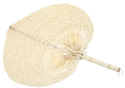 Parliky Abanico de Palma Artesanal Ventilador Portátil para Verano Ligero y Resistente para Fiestas y Playa Color Amarillo