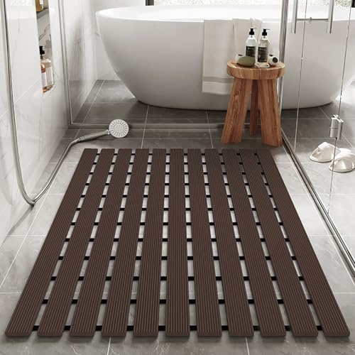 Pevfeciy Tapis Douche antidérapant 60x60 cm / 1.3 kg Salle de Bain Moderne Tapis antidérapant Douche TPE Caillebotis Douche Drainage Automatique en