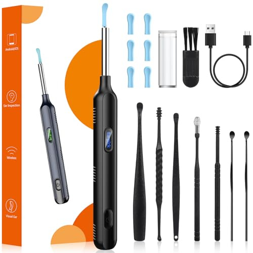 GLOSKIN 1080P HD Ohrenschmalz Entferner, Ohrenreiniger mit WiFi-Kamera,Endoskopkamera mit licht mit 4,22 mm Innendurchmesser-Objektiv und 6 LED-Leuchten, Geeignet für iPhone und Android-Telefone