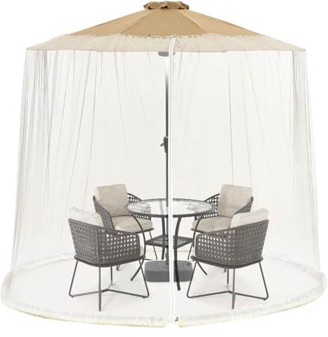 Morbuy Zanzariera per Ombrellone da Giardino Regolabile, Rete Zanzariera per Ombrellone con Apertura a Cerniera per Esterno Giardino Gazebo Patio