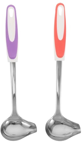 DOITOOL Lot de 2 petites louches pour servir les sauces - Louche à sauce en acier inoxydable avec bec verseur - Cuillère à verser pour et vinaigrettes