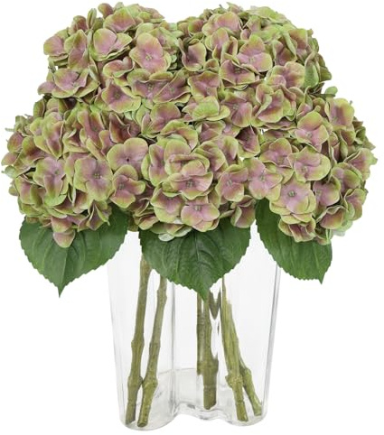 LEUCHTAMOR Ramo de hortensias artificiales de color verde claro, hortensias falsas para bodas, fiestas, oficina, decoración del hogar, 4 unidades