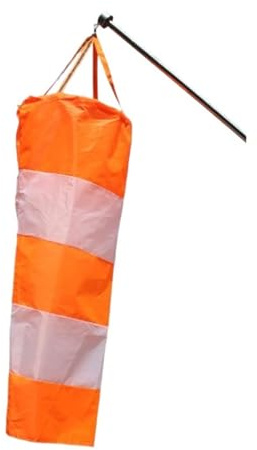 YGSGJSP Windsack 80/100/150 cm reflektierender Windsack for den Außenbereich, Rip-Stop-Windmessung, Wetterfahne, wasserdicht für draußen(Orange White,1.5m)