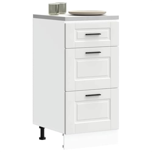 LoogCape Köksunderskåp Porto vitt trämaterial, 40 x 46 x 81,5 cm, med justerbara fötter, förvaringsutrymme för lådor, för kök, matsal, hall och mångsidigt