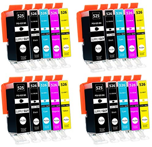 Supply Guy 20 bläckpatroner met chip kompatibel med Canon PGI-525 CLI-526 för Pixma IP4850 IP4950 IX6550 MG5140 MG5150 MG5240 MG5250 MG5300 MG5340 MG5350 MX715 MX885 MX895