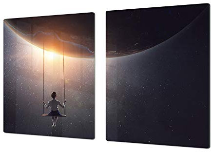 Enormous Tempered Glass Chopping Board - Induction Cooktop Cover ;Measures: Single: 80 x 52 cm (31,5” x 20,47”); Double: 40 x 52 cm (15,75” x 20,47”); Fantasy and Fairy-Tale Series DD18