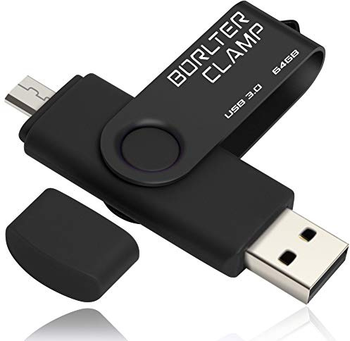 Clé USB 64 Go, 2 en 1 OTG USB 3.0 Mémoire Stick, Pivotant U Disque avec Port Micro USB pour Smartphone Android, Tablette et Ordinateur (Noir)