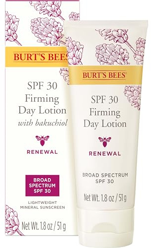 Burt's Bees Renewal SPF 30 Firming Day Face Lotion With Bakuchiol, Sunscreen Face Lotion With Natural Retinol Alternative, 98 Percent Natural Origin Skin Care, 1.8 oz. Tube