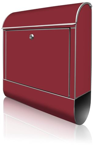 banjado Design Briefkasten 38,5x46,5x13cm & 2 Schlüssel - Briefkasten Stahl Silber mit Zeitungsfach pulverbeschichtet - Postkasten A4 Einwurf inkl. Montagematerial - Farbe Burgund