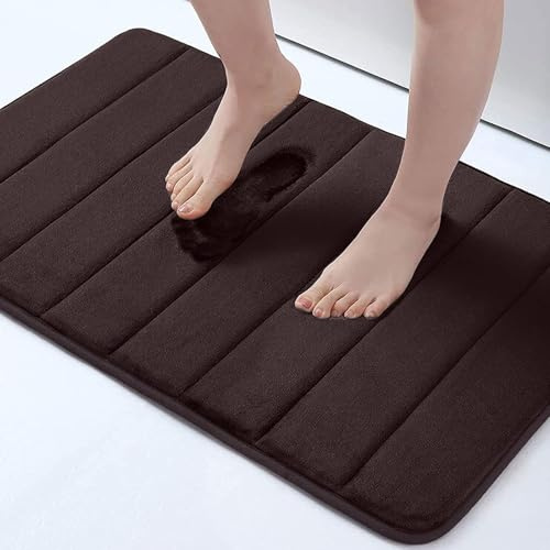 Homaxy Memory Foam Badezimmer Badteppich Saugfähige Rutschfester Badvorleger Waschbar Badematte - 51 x 76 cm, Braun