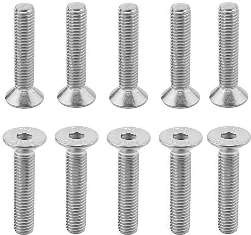 MroMax M5 x 12 clavos, tornillos y sujetadores de acero inoxidable 304, tornillos avellanados, cabeza plana, 10 unidades