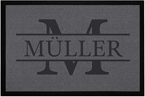 SpecialMe® Fußmatte mit Namen Familie und Initiale Buchstabe personalisierbare Türmatte rutschfest & waschbar weiß 60x40cm