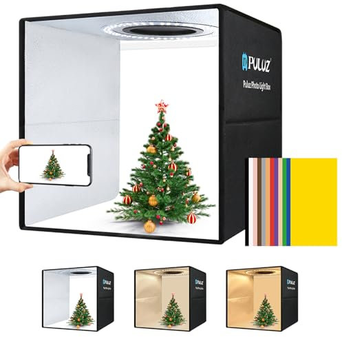PULUZ Light Box Photography 40CM Photo Box 3 Color Temperature Portable Foldable for Photography Business Selling Items with 160 LED+6 Dual-Side Color Backdrops+Light Diffuser