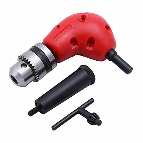 Maizoon Right Angle Drill Attachment 0.8-10mm 90 Degree Round Shank Right Angle Bend Extension Accessory Corner Three Jaw Chuck Narrow Space Repair Tool with 9.5mm 3/8 Shank, DZ04B