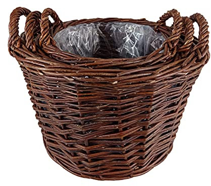 EIN Weidenkorb, EIN Korb für Gemüse oder Obst, EIN Topfdeckel, EIN Korb aus Nicht gepflastertem Weidengeflecht, der innen mit Folie bedeckt ist (Natur - Korbweide, Ø 38 H 25/30 cm)