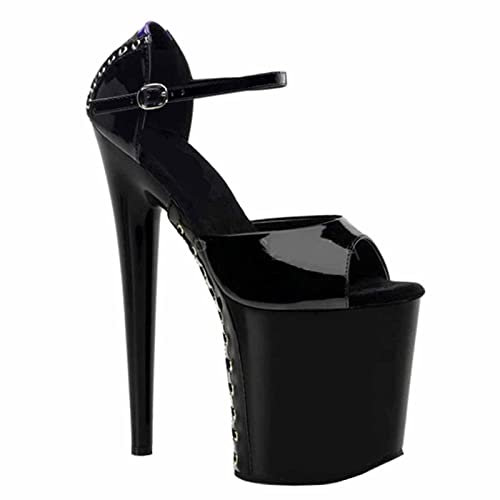 Damen Sandalen High Heels 20Cm Dünner Absatz Plateau Nachtclub Für Stilettos Pole Dance Plus Size,A,37 EU