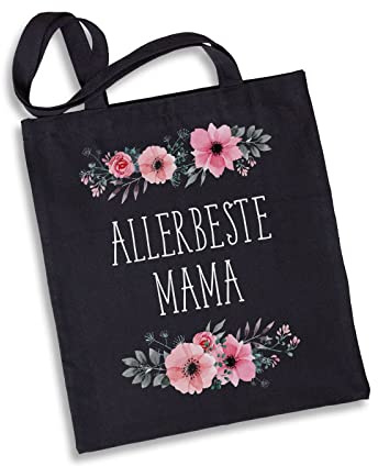 Tassenbrennerei Stofftasche blumig mit Spruch Allerbeste Mama - Stoffbeutel, Jutebeutel als Geschenk zum Muttertag