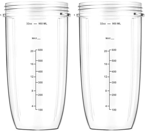 for Nutribullet Cup 2 Pack, 950ml Nutri Bullet Blender Cups, Replacement Cup Accessories Fit NutriBullet 600W 900W Nutrient Extractor