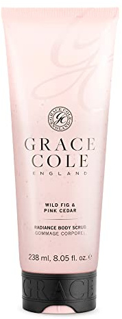 Grace Cole Wild Fig & Pink Cedar Exfoliating Body Scrub 238ml Refreshing Hydrating - Essential Oils - Vegan and Cruelty Free, No SLS or Parabens - Made In England