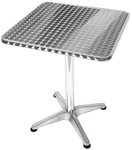 Drumm Table de Bistrot Carrée à Plateau Rabattable Table de Bar à Hauteur Réglable pour Intérieur Extérieur MDF Acier Inoxydable Haute 2en1 en alu Pliable 70cm/110cm