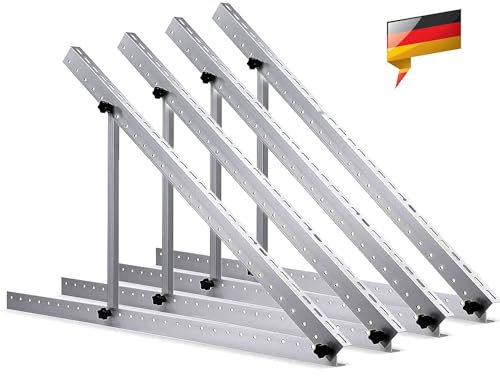 Solarpanel Halterung Flachdach, 114 cm Solarmodul Halterung, Balkonkraftwerk Halterung für Solarpanel 100W-800W Winkel Einstellbar 0-90° für Dachhalterungen, Pv Modul Solarmodule 2 Sets