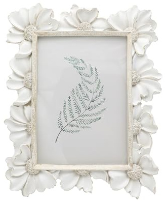 YULINK 12,7 x 17,8 cm großer Vintage-Bilderrahmen, antiker weißer kunstvoller Bilderrahmen, für Tischplatte und Wanddekoration, dekoratives Blumendesign, Retro-Heimdekoration, altmodische