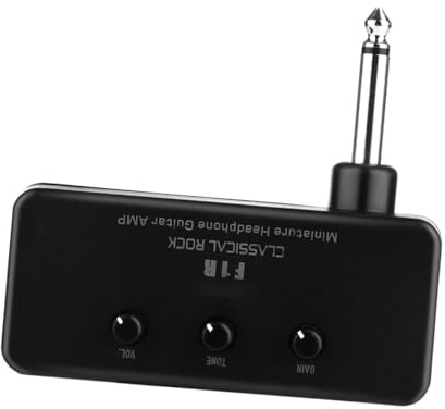 Kleiner Kopfhörer Gitarrenverstärker Schwarz für Bass und Gitarre | Abs und Aluminium, Tragbar für Tasche oder Gitarrentasche, 1 Satz ohne 2 Aaa Batterien