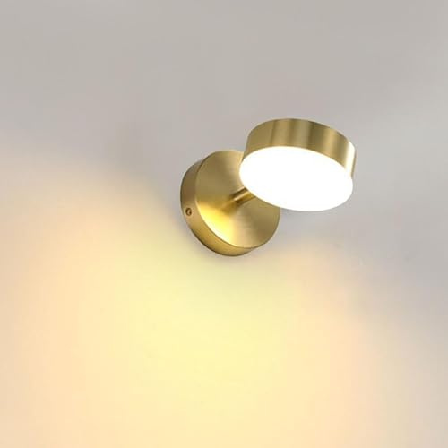 YOOCHUENG 350° Drehbar Wandleuchte Innen Gold,LED Leselampe für Nachttisch