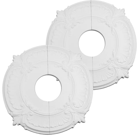 Risbay White Split Ceiling Light Medallion Round Home Lighting Ceiling Medallion Home Lighting Ceiling Medallions, 2 PCS