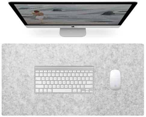 Filz-Schreibtischunterlage, groß, für Büro, Zuhause, rutschfeste Schreibtischunterlage, schützende Schreibtischunterlage, große Laptop-Matte, erweitertes Mauspad, Tastaturunterlage (Hellgrau, 120 x 50
